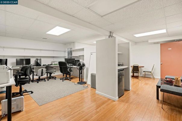 Home Office, Interior, Recessed Lighting, Wood Texture Flooring