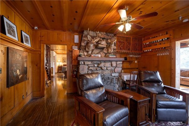 Fireplace, Interior, Stone Walls, Wooden Ceilings, Wood Texture Flooring, Wooden Walls