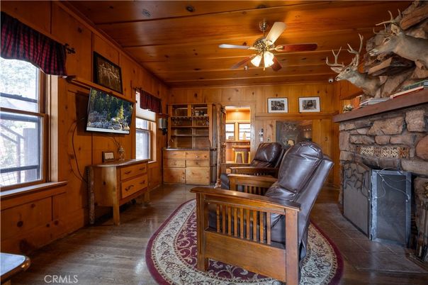 Fireplace, Interior, Stone Walls, Wooden Ceilings, Wood Texture Flooring, Wooden Walls