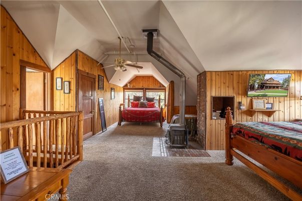 Bedroom, Fireplace, Interior, Wooden Walls