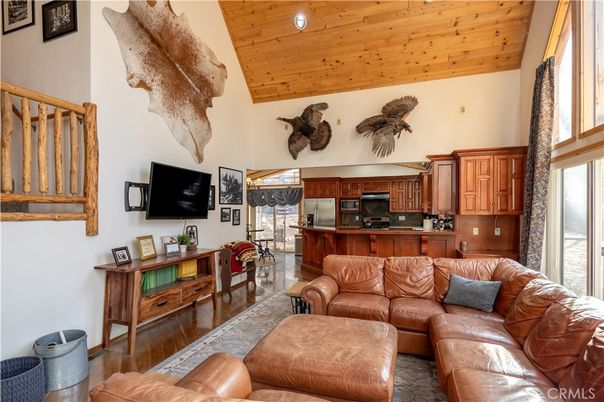 Interior, Kitchen, Living room, Recessed Lighting, Stainless Steel Appliances, Wooden Ceilings, Wood Texture Flooring