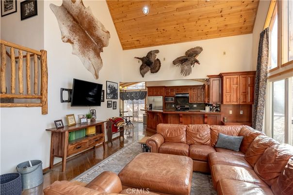 Interior, Kitchen, Living room, Recessed Lighting, Stainless Steel Appliances, Wooden Ceilings, Wood Texture Flooring