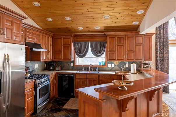 Interior, Kitchen, Recessed Lighting, Stainless Steel Appliances, Wooden Ceilings