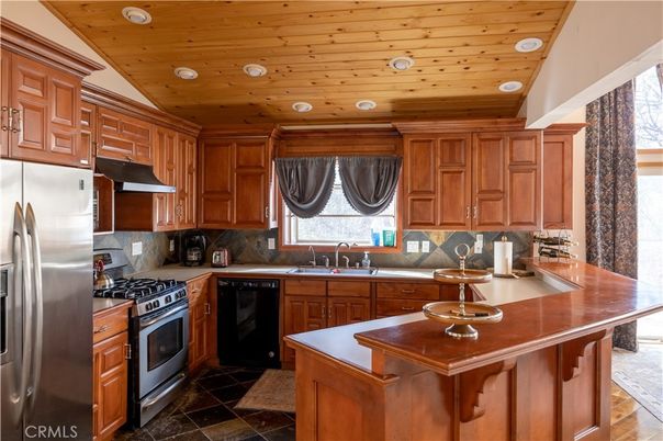 Interior, Kitchen, Recessed Lighting, Stainless Steel Appliances, Wooden Ceilings