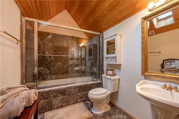 Bathroom, Glass Shower, Interior, Wooden Ceilings