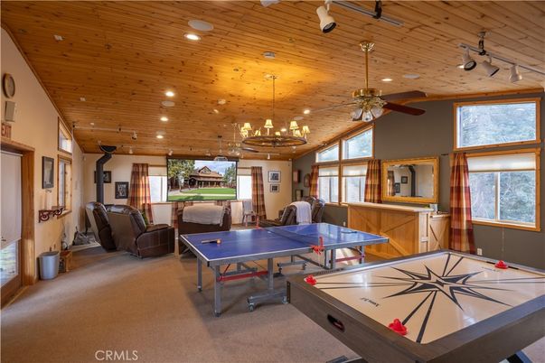 Billiard Table, Chandelier, Game Room, Interior, Recessed Lighting