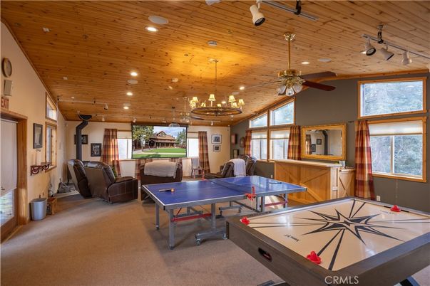Billiard Table, Chandelier, Game Room, Interior, Recessed Lighting