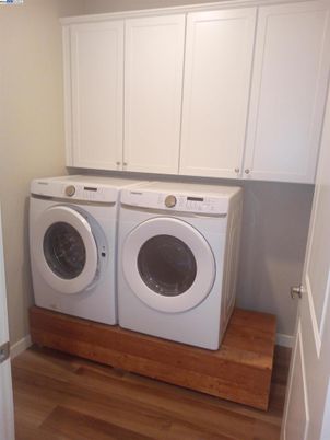 Interior, Washer, Wood Texture Flooring