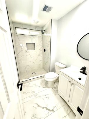 Bathroom, Glass Shower, Interior, Marble, Marble Walls