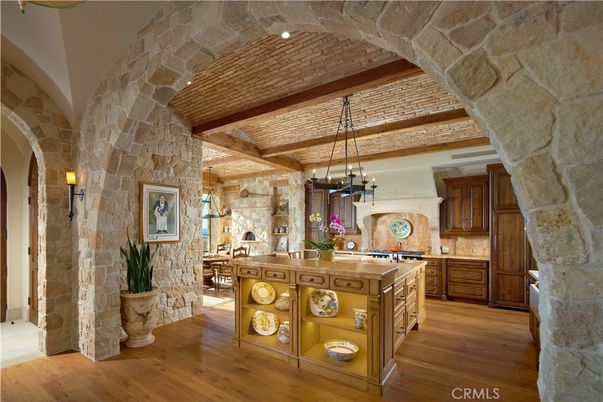 Interior, Kitchen, Pendant Lights, Stone Walls, Wooden Beams, Wooden Ceilings, Wood Texture Flooring
