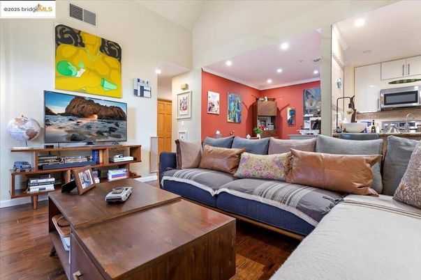 Interior, Kitchen, Living room, Recessed Lighting, Wood Texture Flooring