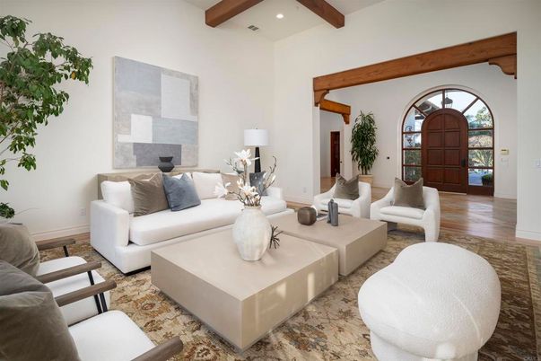Fireplace, Interior, Living room, Recessed Lighting, Wooden Beams, Wood Texture Flooring