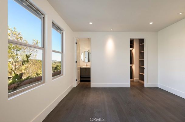 Bathroom, Empty room, Interior, Recessed Lighting, Wood Texture Flooring