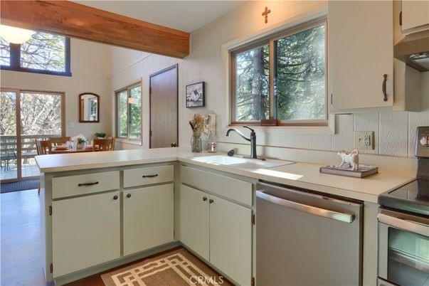 Interior, Kitchen, Stainless Steel Appliances, Wooden Beams, Wood Texture Flooring