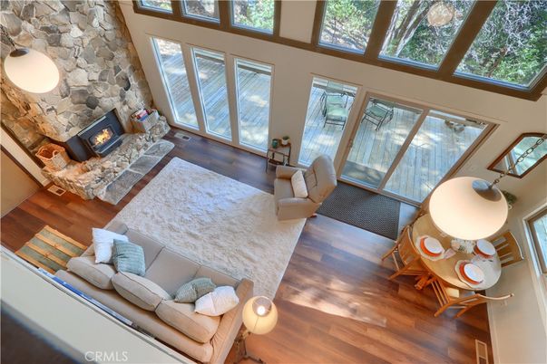 Fireplace, Interior, Living room, Stone Walls, Wood Texture Flooring