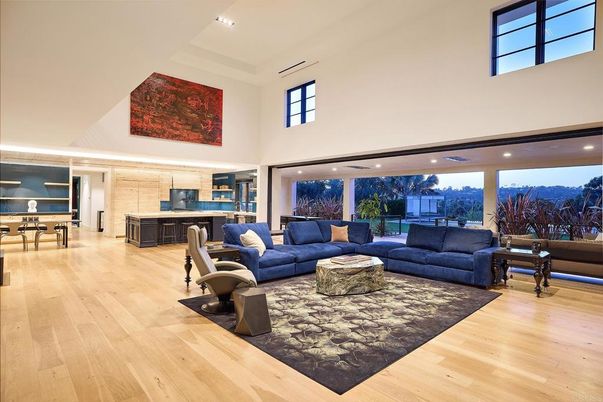 Interior, Kitchen, Living room, Recessed Lighting, Wood Texture Flooring