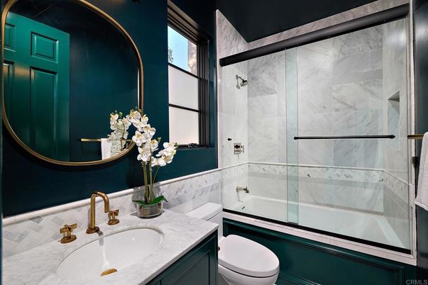 Bathroom, Glass Shower, Interior, Marble Walls