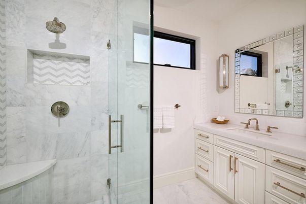 Bathroom, Glass Shower, Interior, Marble, Marble Walls