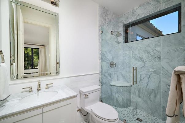 Bathroom, Glass Shower, Interior, Marble Walls