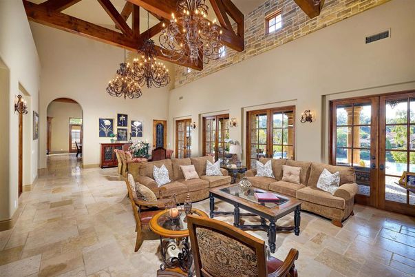 Chandelier, Interior, Living room, Wooden Beams