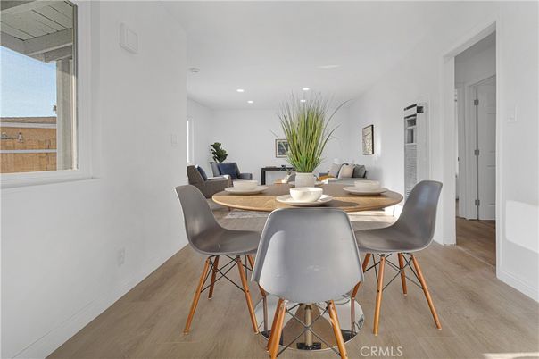 Dining room, Interior, Recessed Lighting, Wood Texture Flooring