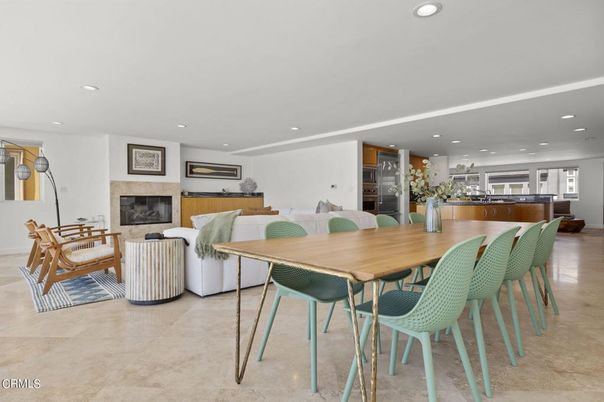 Dining room, Fireplace, Interior, Living room, Recessed Lighting