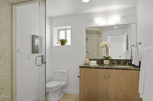 Bathroom, Glass Shower, Interior, Recessed Lighting