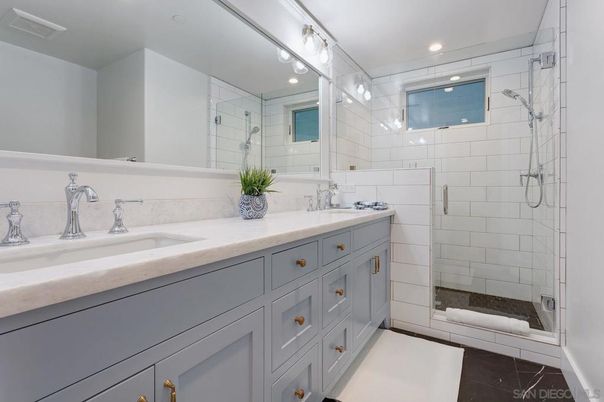 Bathroom, Dual Sink Vanities, Glass Shower, Interior, Recessed Lighting