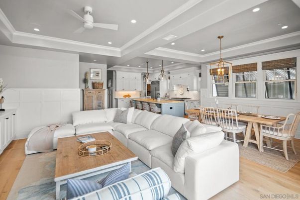 Dining room, Interior, Kitchen, Living room, Pendant Lights, Recessed Lighting, Stainless Steel Appliances, Wood Texture Flooring