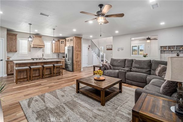 Interior, Kitchen, Living room, Pendant Lights, Recessed Lighting, Stainless Steel Appliances, Wood Texture Flooring