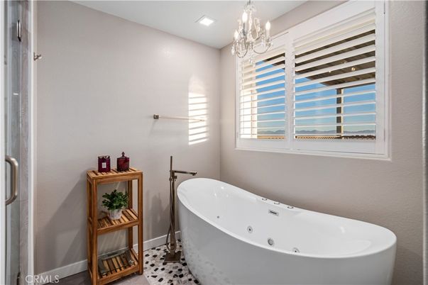 Bathroom, Chandelier, Free Standing Baths, Interior, Recessed Lighting