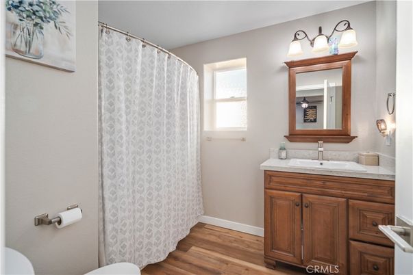 Bathroom, Interior, Tile Countertops, Wood Texture Flooring