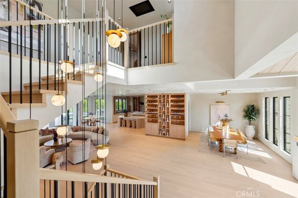 Interior, Living room, Pendant Lights, Wood Texture Flooring