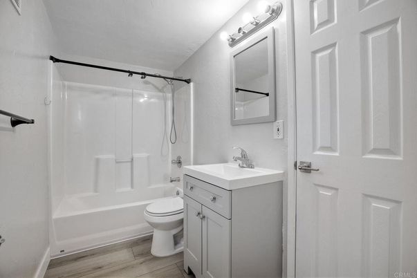 Bathroom, Glass Shower, Interior, Wood Texture Flooring