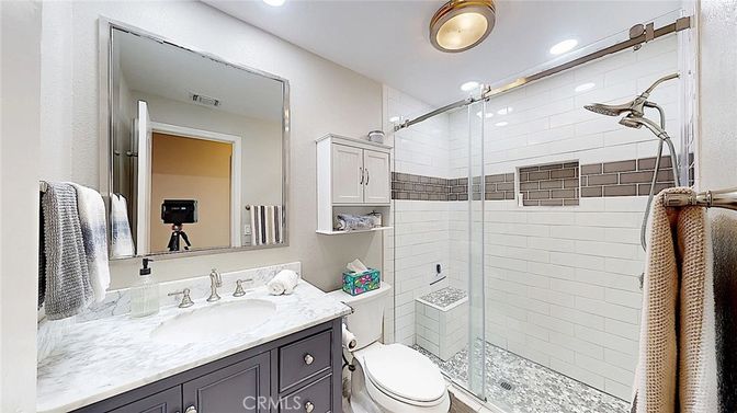 Bathroom, Glass Shower, Interior, Recessed Lighting