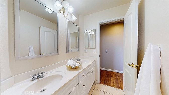 Bathroom, Dual Sink Vanities, Interior, Wood Texture Flooring
