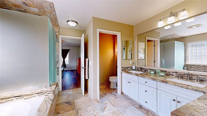 Bathroom, Dual Sink Vanities, Interior, Wood Texture Flooring