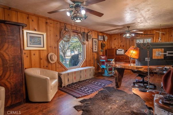 Home Office, Interior, Wood Texture Flooring, Wooden Walls