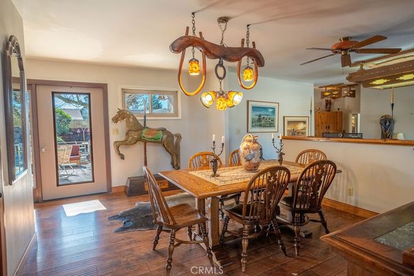 Chandelier, Dining room, Interior, Wood Texture Flooring