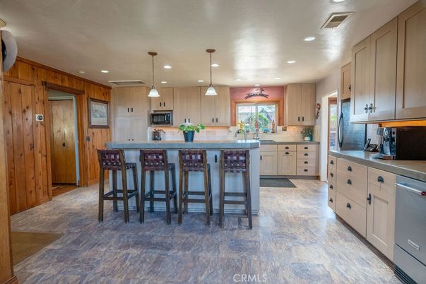Interior, Kitchen, Pendant Lights, Recessed Lighting, Wooden Walls