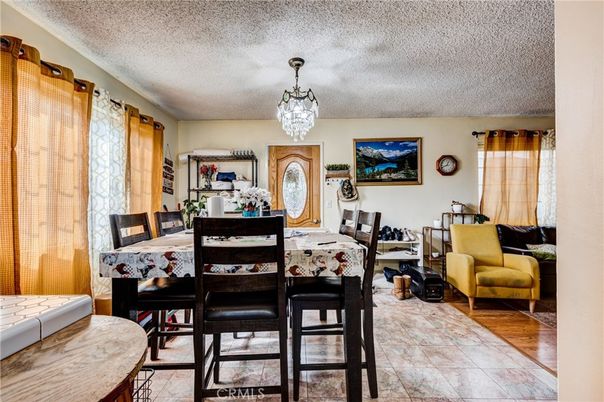 Chandelier, Dining room, Interior, Wood Texture Flooring