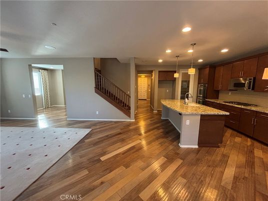 Interior, Kitchen, Pendant Lights, Recessed Lighting, Wood Texture Flooring