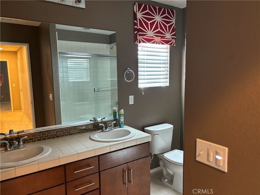 Bathroom, Dual Sink Vanities, Glass Shower, Interior, Tile Countertops