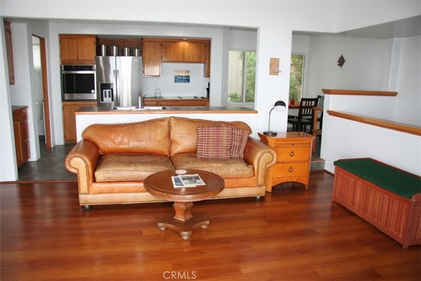Interior, Kitchen, Living room, Stainless Steel Appliances, Wood Texture Flooring