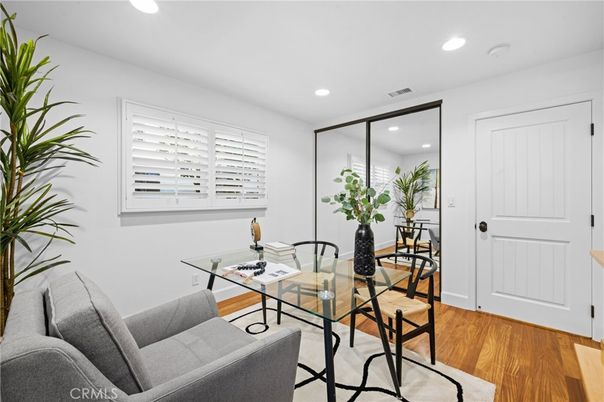 Home Office, Interior, Recessed Lighting, Wood Texture Flooring
