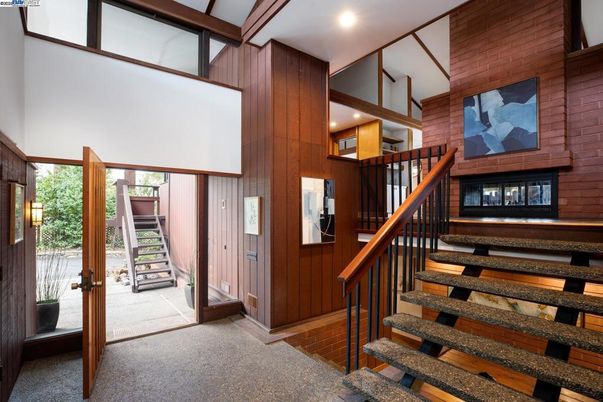 Fireplace, Interior, Recessed Lighting, Wooden Walls