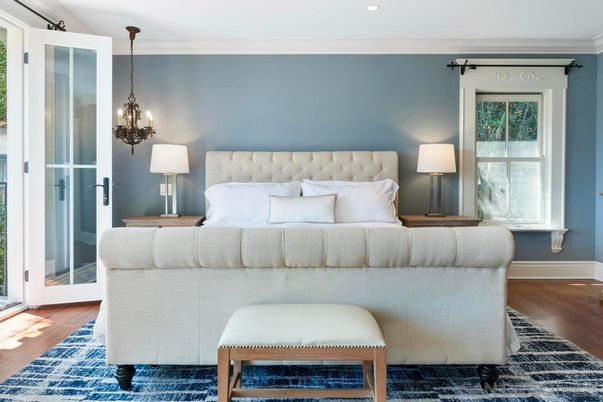 Bedroom, Chandelier, Interior, Pendant Lights, Recessed Lighting, Wood Texture Flooring