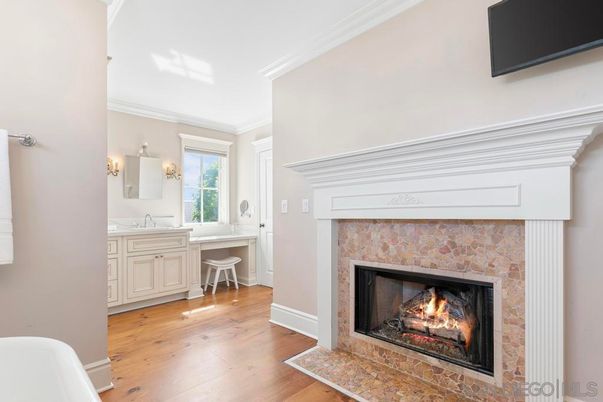 Fireplace, Home Office, Interior, Wood Texture Flooring