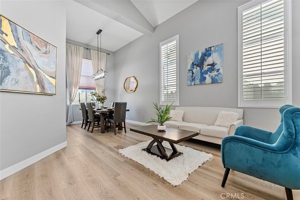 Dining room, Interior, Living room, Pendant Lights, Wood Texture Flooring