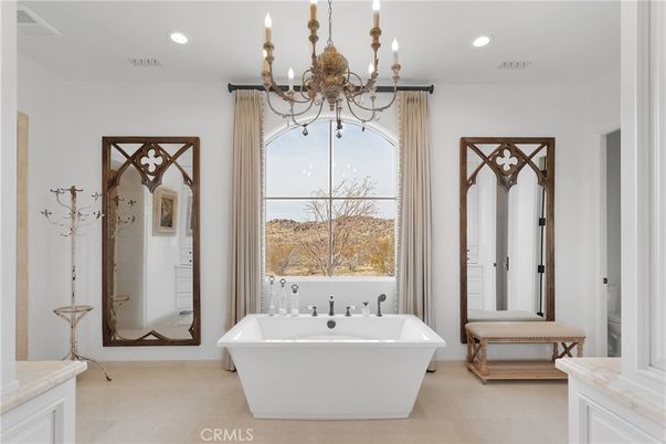 Bathroom, Chandelier, Free Standing Baths, Interior, Recessed Lighting